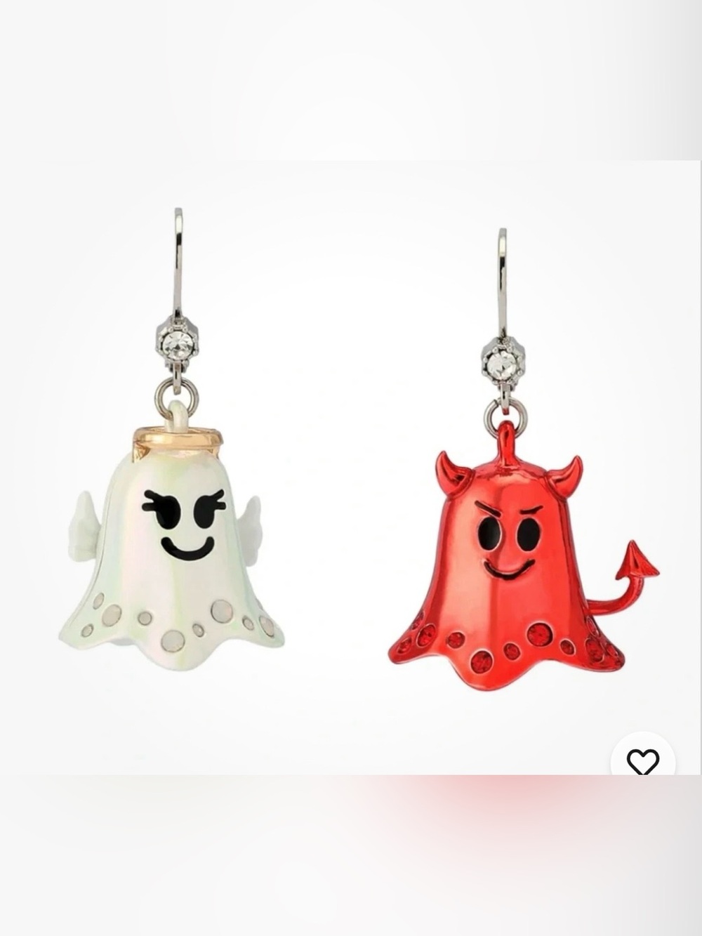 Betsey Johnson Faux Stone Halloween Angel Devil Mismatch Drop Earrings NWT